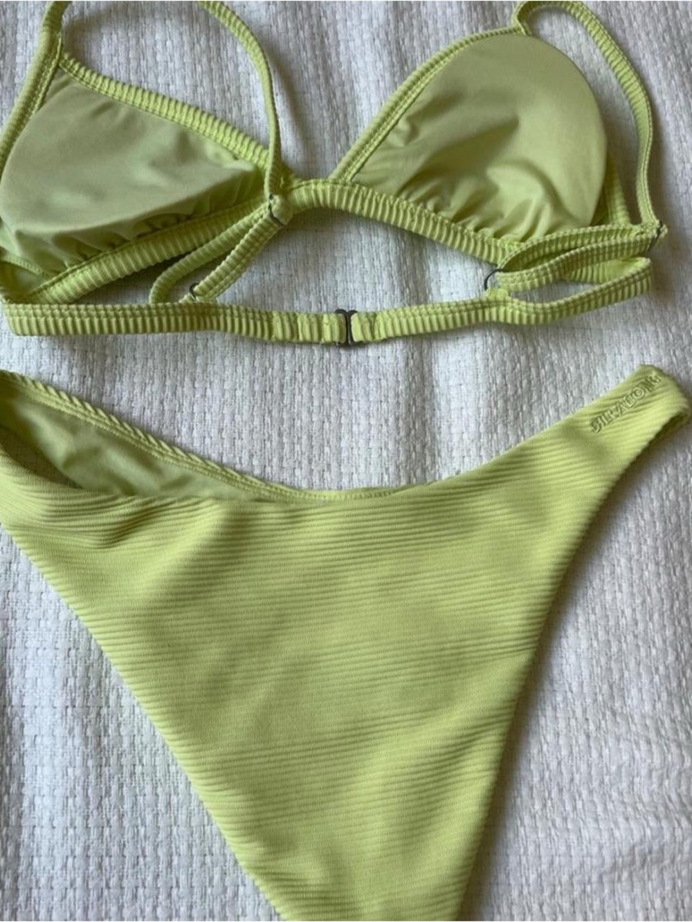 Billabong Lime Ribbed Triangle Bikini Set - Picture 2 of 3